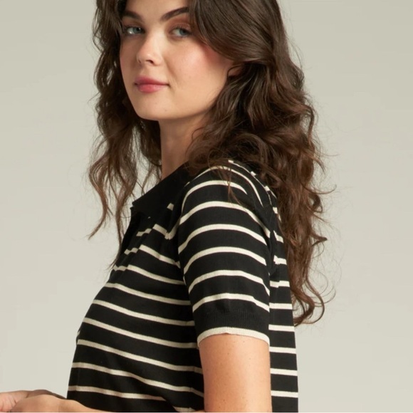 Talbots Tops - TALBOTS Striped Black and White Short Sleeve Top Size Small Petite